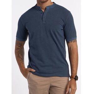 NWT Garnet Cotton Short-Sleeve Henley T-shirt Indigo Blue Sz L